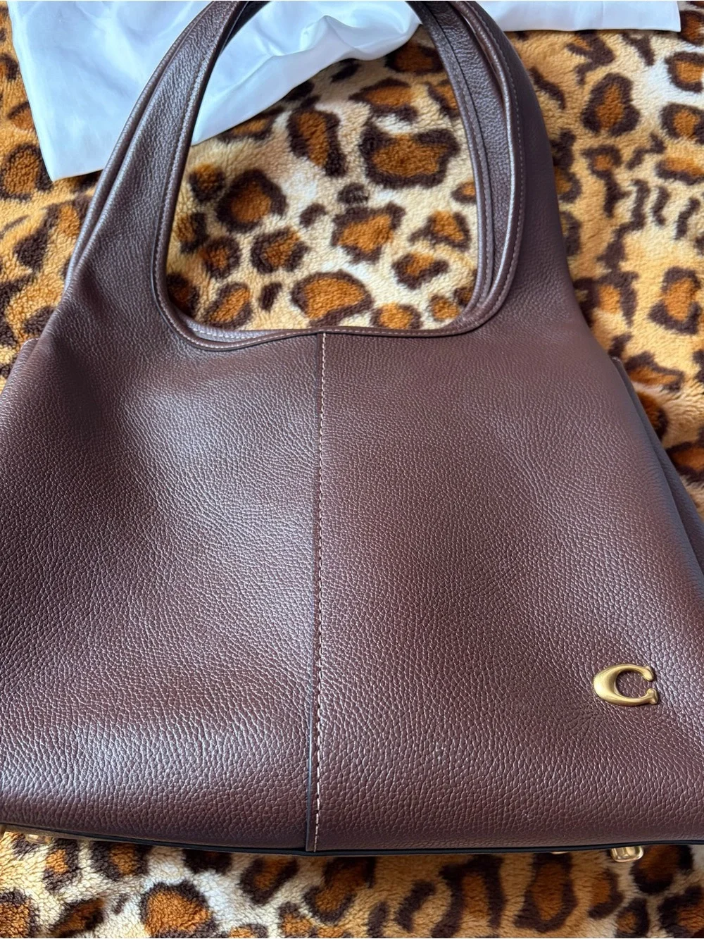 Coach Pebbled Leather Shoulder Bag in Dark Brown